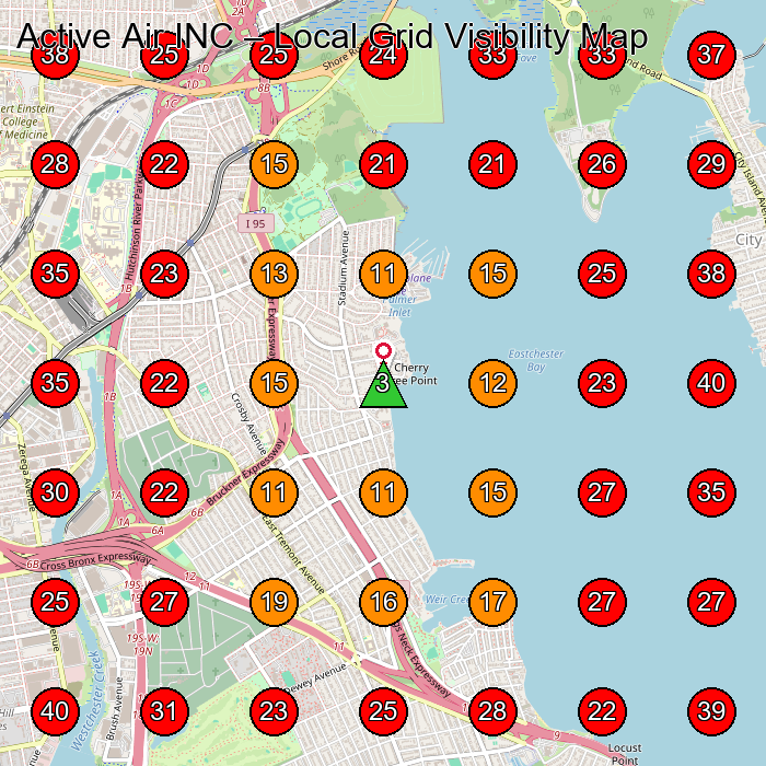 Active Air INC GeoGrid visibility map for Hvac Contractor in Bronx
